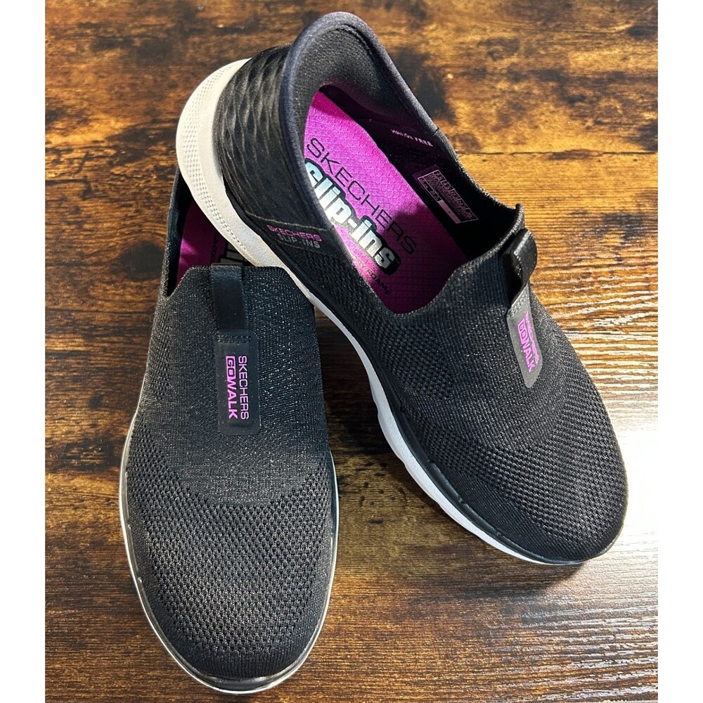 Women's Skechers Slip-ins Go Walk 6-Fabulous View — Size 7 1/2  Medium, Black